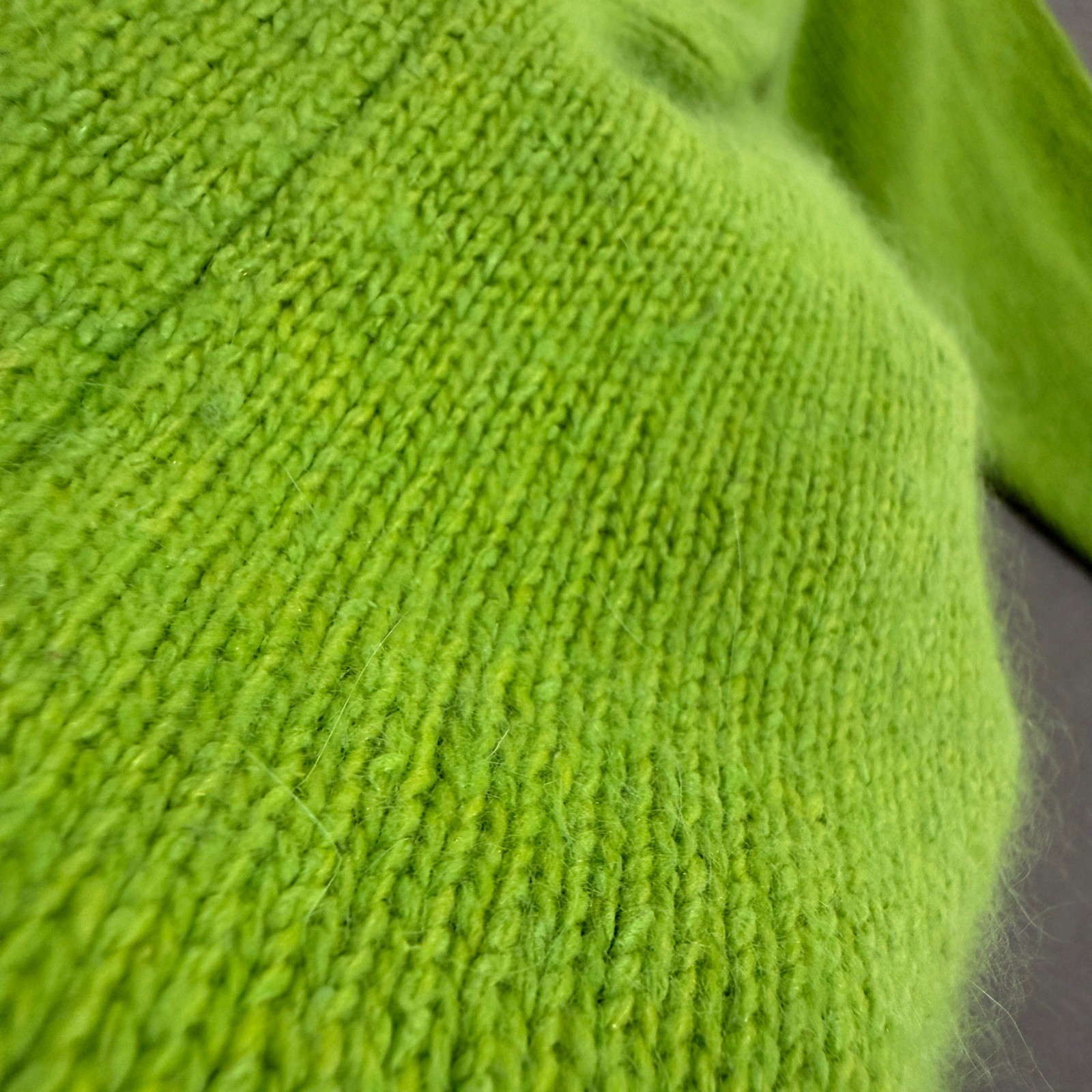 Lisa International Lime Green Silk Angora Cable Knit Sweater Women Large L