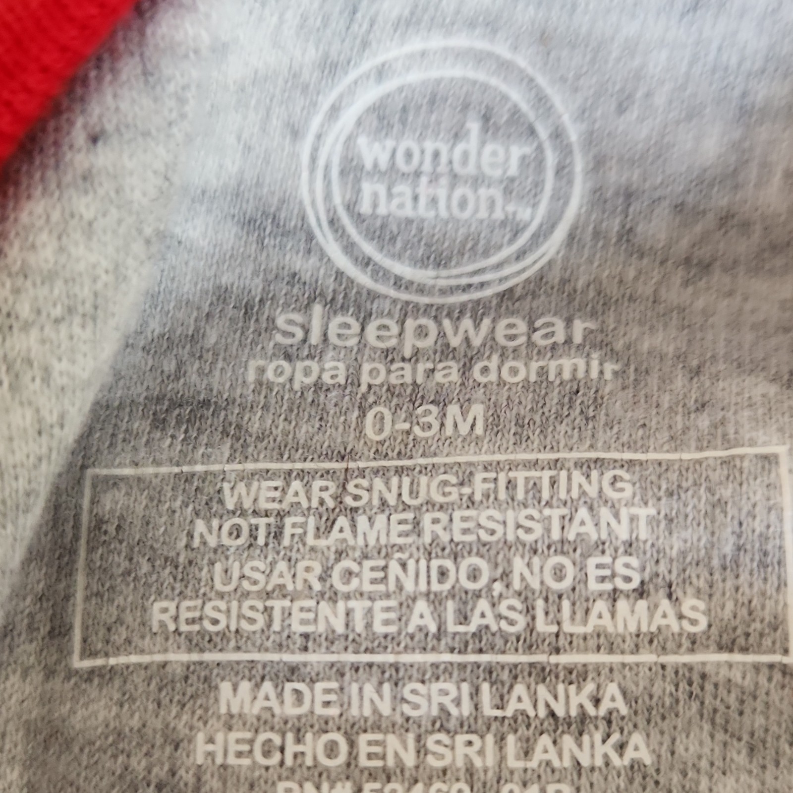 Wonder Nation 0-3M Footed Cotton Zip Sleeper Gray/Red Dog Print 1 Piece