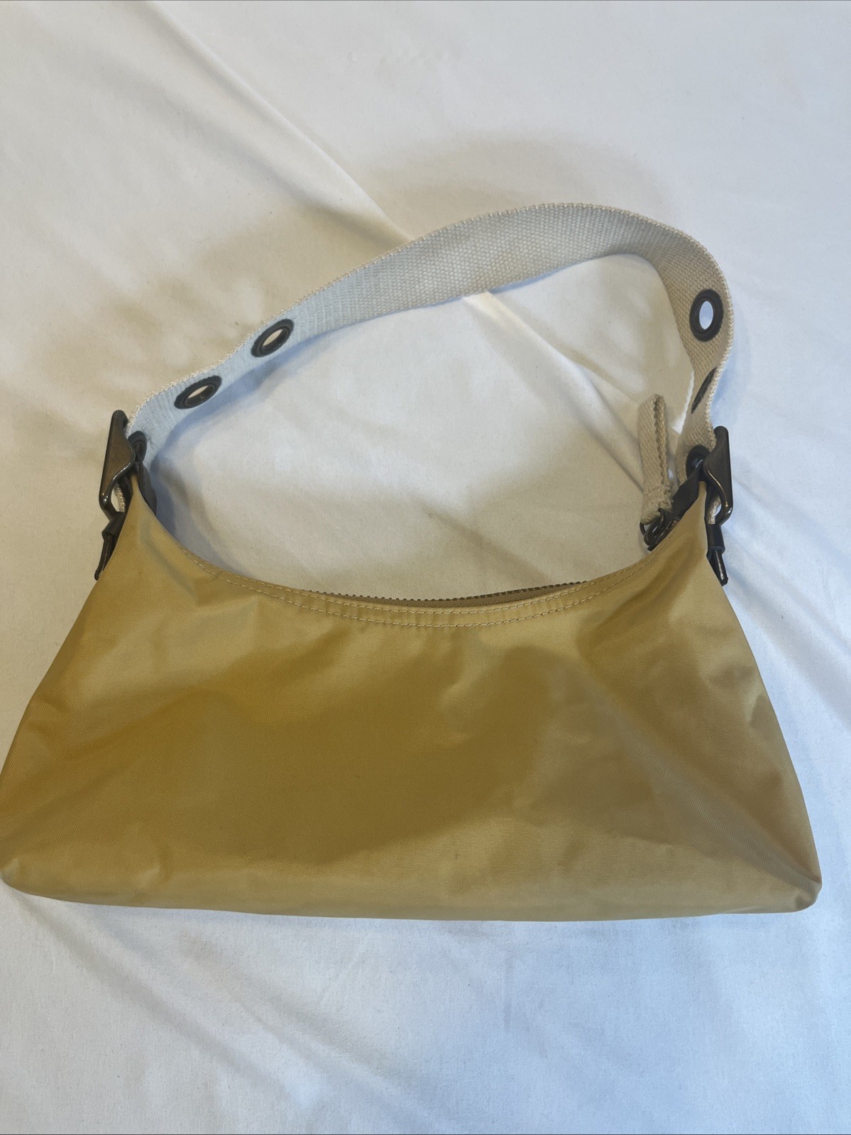 Gap Tan Shoulder Bag Mini Purse Y2K Zip Shut 9.5 x 4.5 Inches Canvas Strap