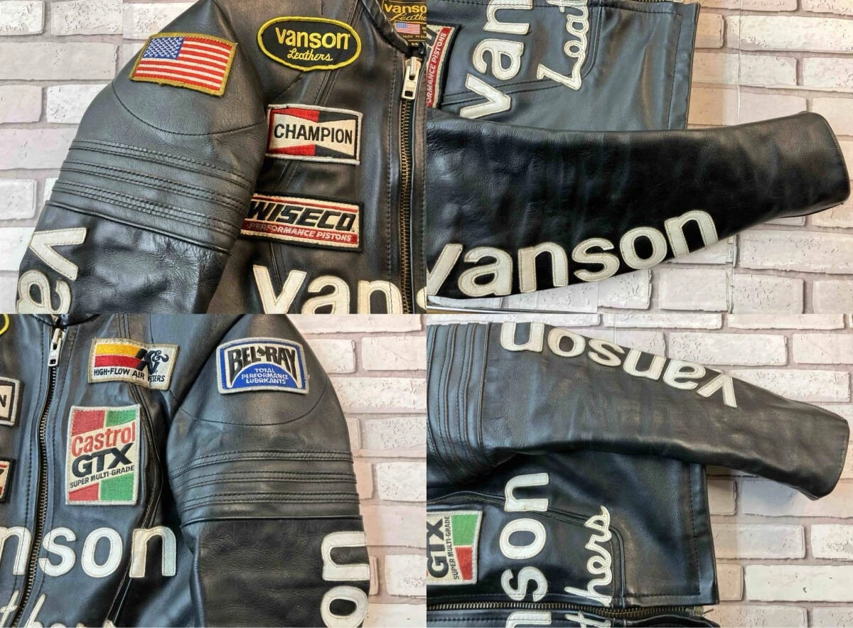 Vanson One Star unique Leather Motorcycle Race Jacket Black