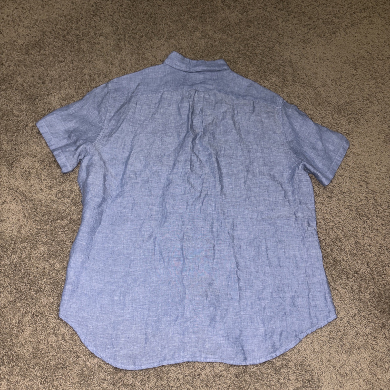 J. Crew Short Sleeve Baird McNutt Irish Linen Button Shirt Amalfi Blue Men Large