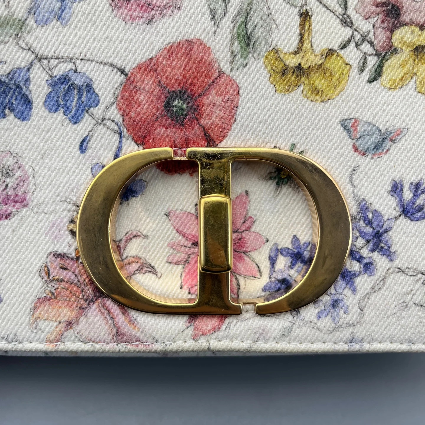 Dior Print Small Caro Bag White Yellow Red Blue Green Canvas (ym051726b6r)