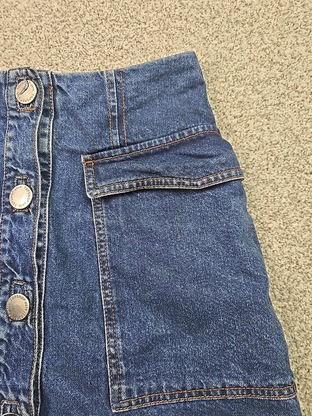 Topshop Moto Skirt Womans 28 Blue Denim Mini City Preppy School College