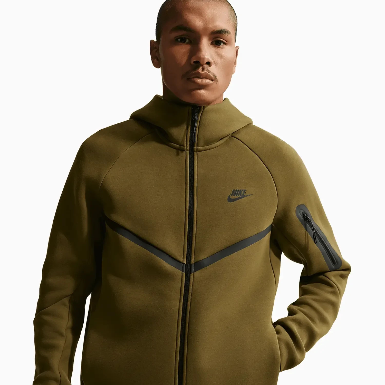 Men’s L Large Nike Tech Fleece Hoodie Jacket HV0949-368 Olive Flak Green