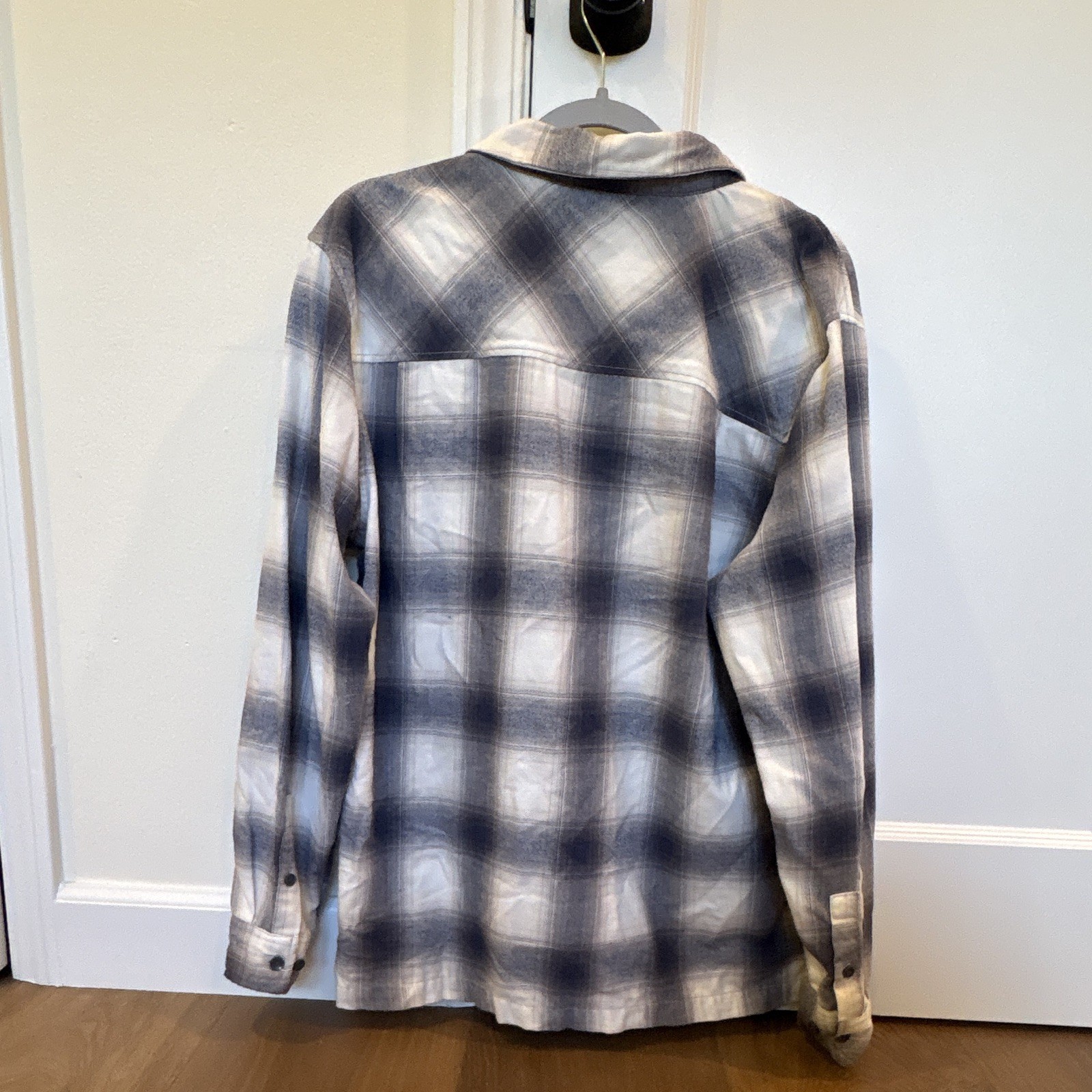 STANDARD/CLOTH Men’s Regular Plaid Blue/White Long Sleeve Button-Up Pockets L/G