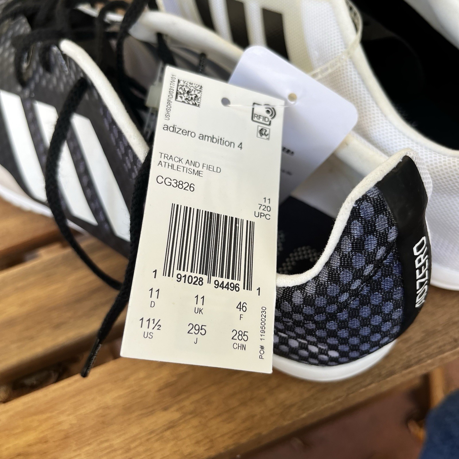 Adidas Track Shoes Mens 11.5 Black White Adizero Ambition 4 Cleat Running Core