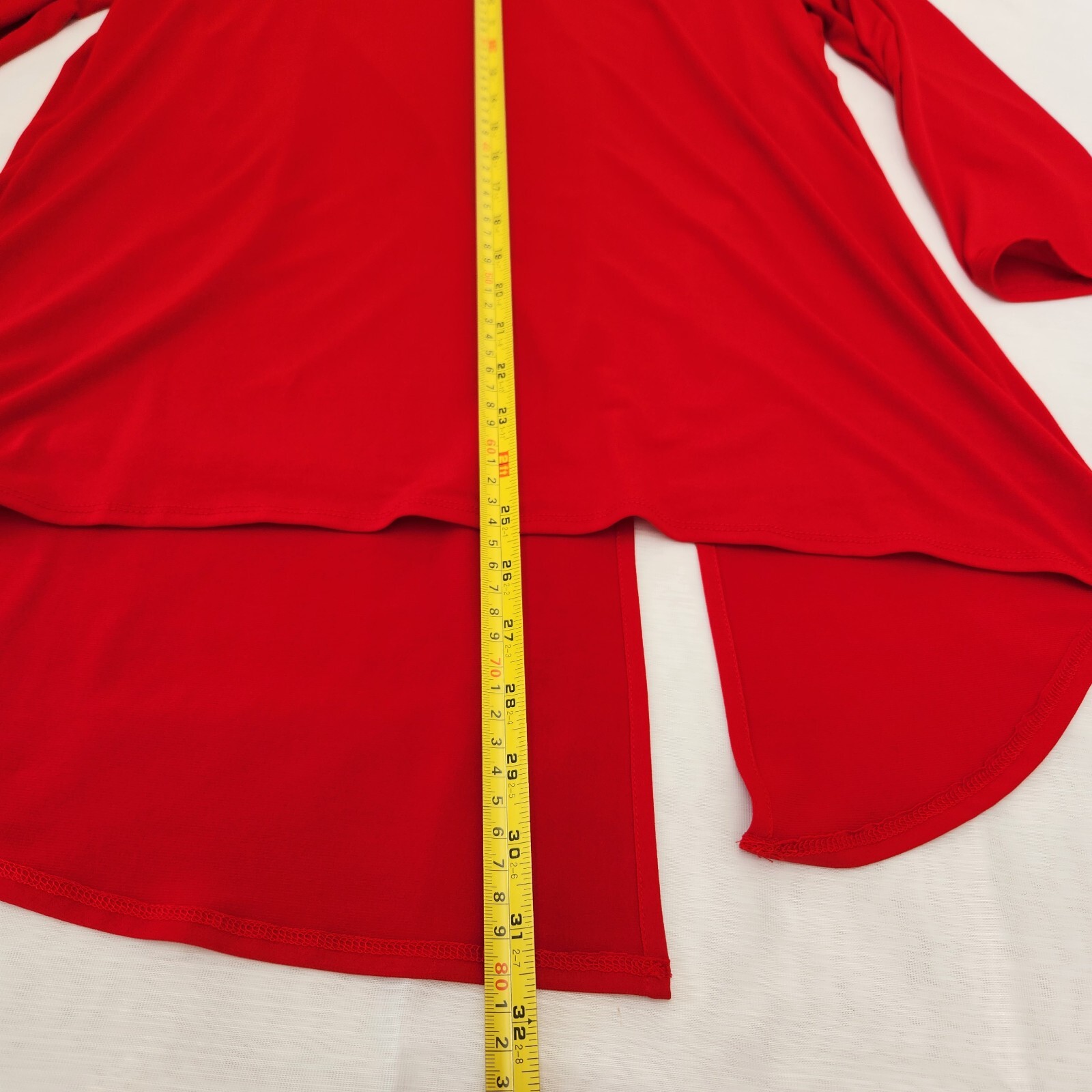 Chico’s Top Women’s 1 Red Zip Design Tunic Classic Holiday Lagenlook Minimalist