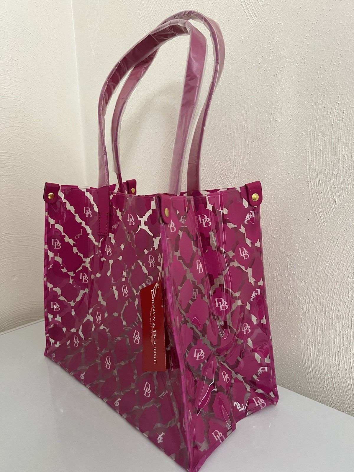 DOONEY & BOURKE DB MEDIUM SHOPPER TOTE HANDBAG CLEAR Transparent Hot Pink