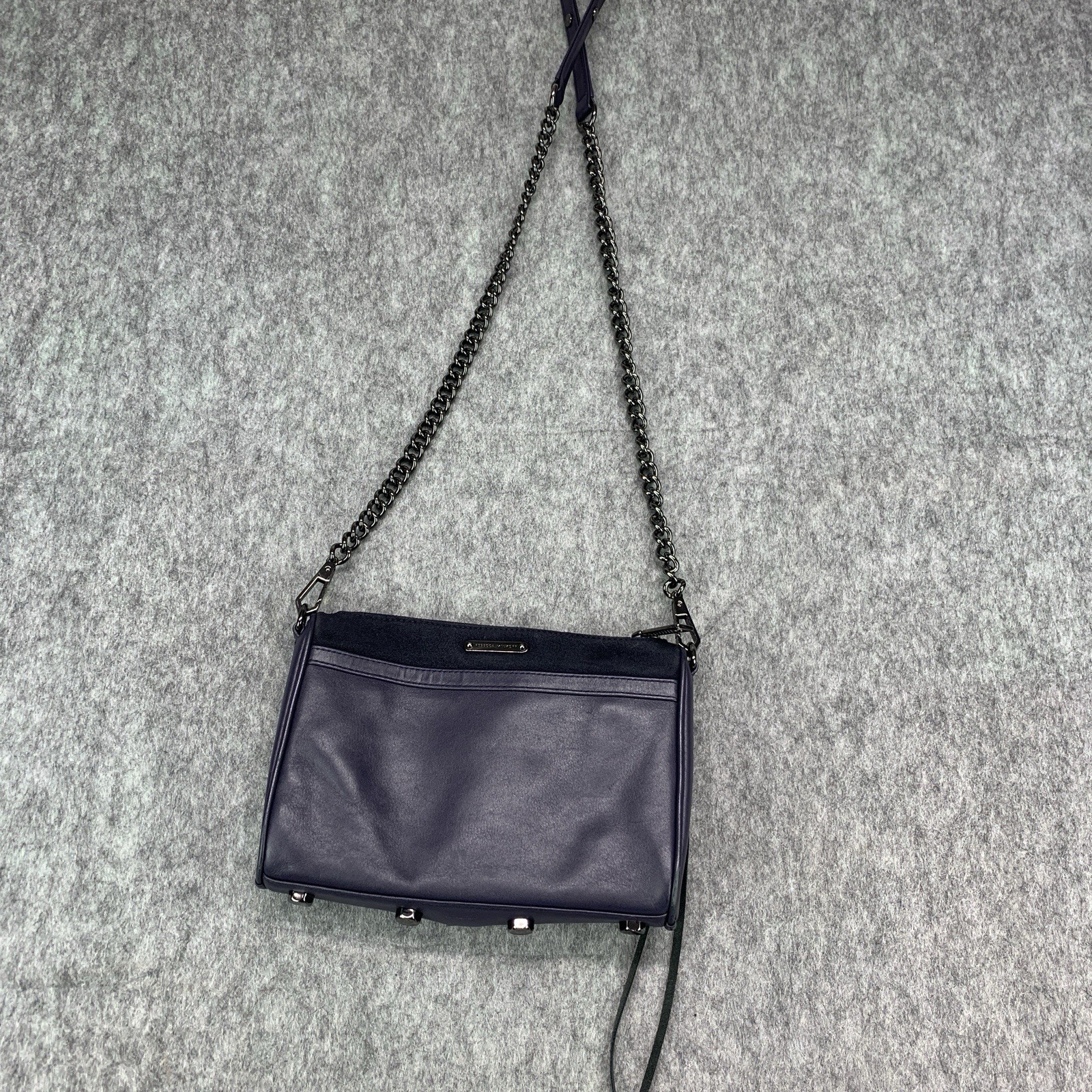 Rebecca Minkoff Blue Mini Mac 100% Genuine Suede Leather Crossbody Purse Blue