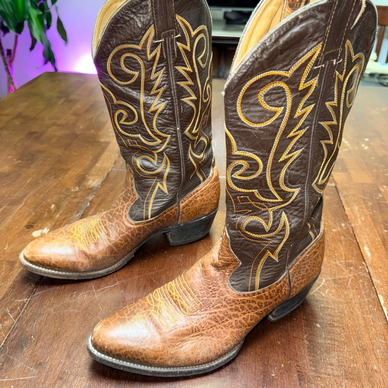 Sherplers Cowboy Boots Mens 9 D Brown Bullhide Leather Handcrafted 5135 Mexico