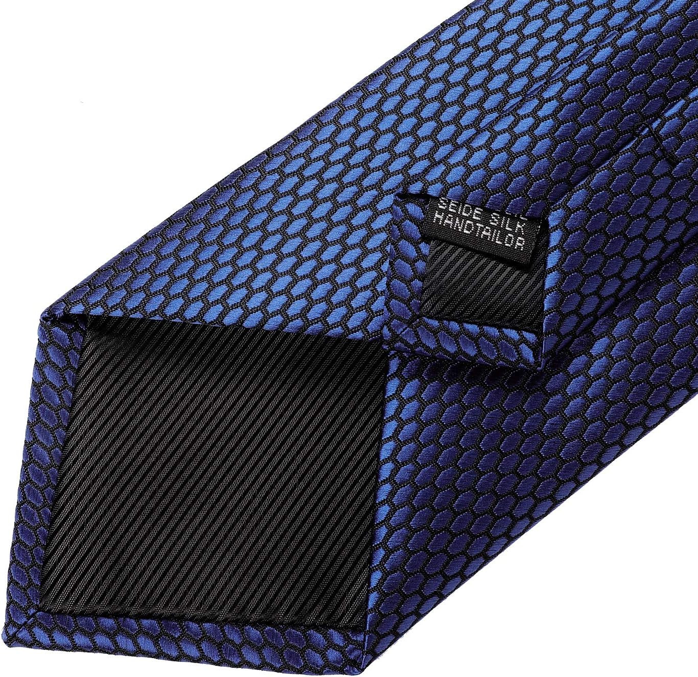 Mens Solid Color Tie and Pocket Square Set Woven Silk Plain Necktie & Handkerchi