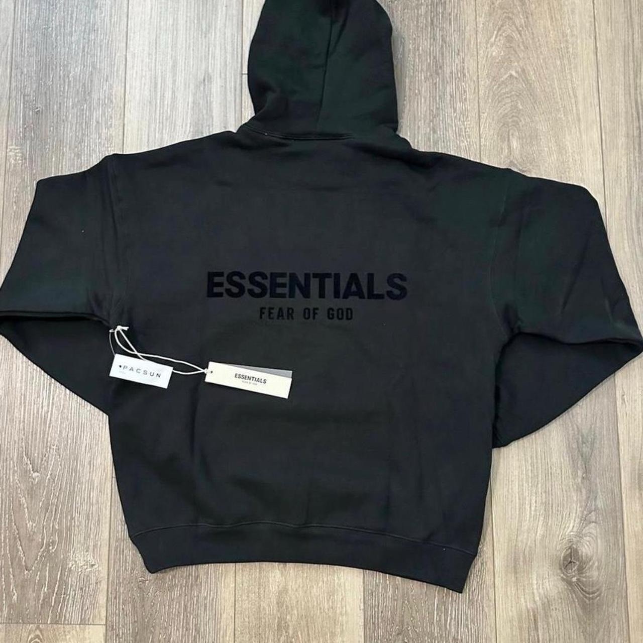 Essentials Fear of God Men’s Pullover Hoodie M Gray/Black Logo Kangaroo Pocket