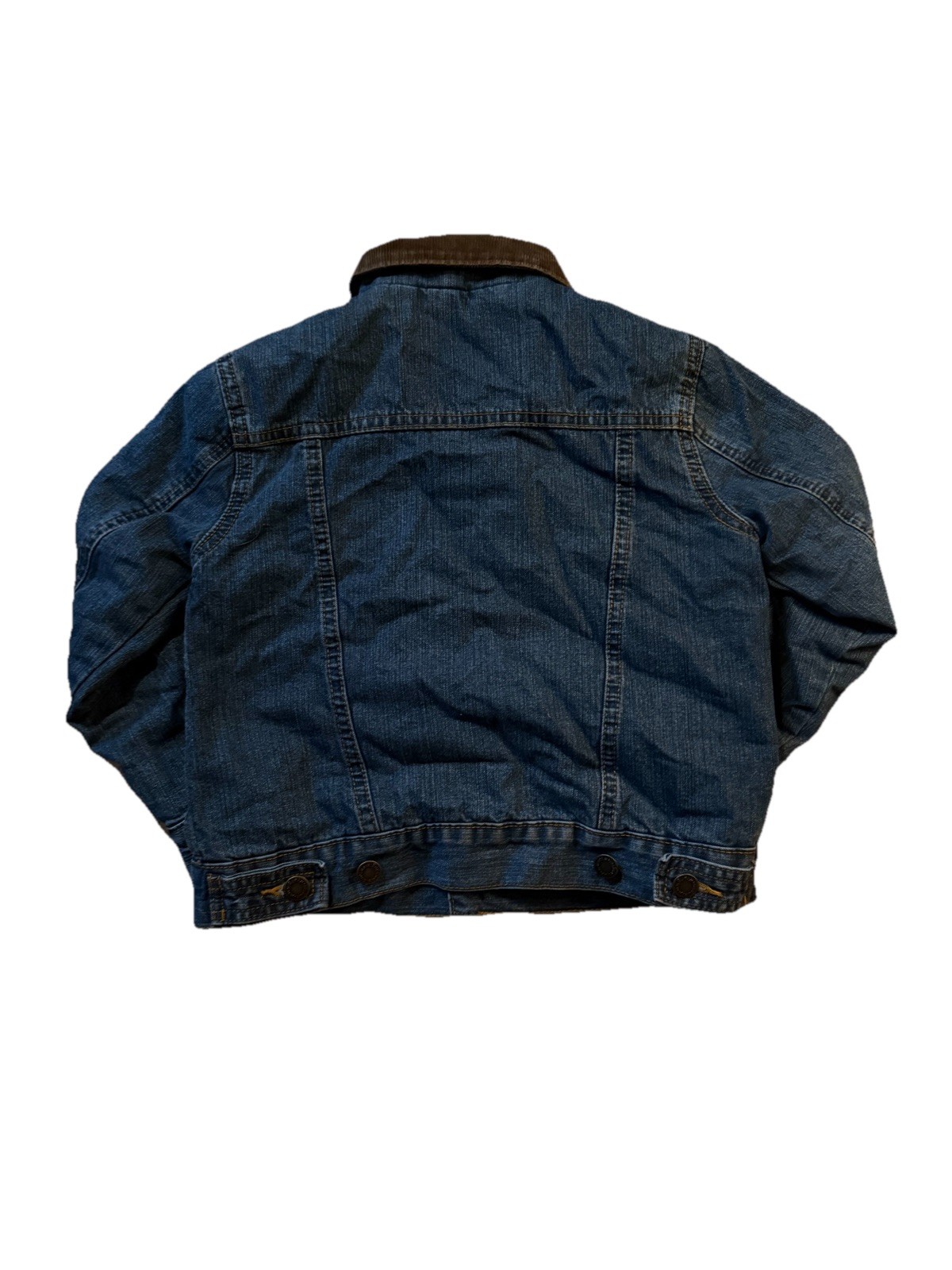 Y2K Wrangler Authentic Western Boys S Denim Red Cloth Lined, Corduroy Collar