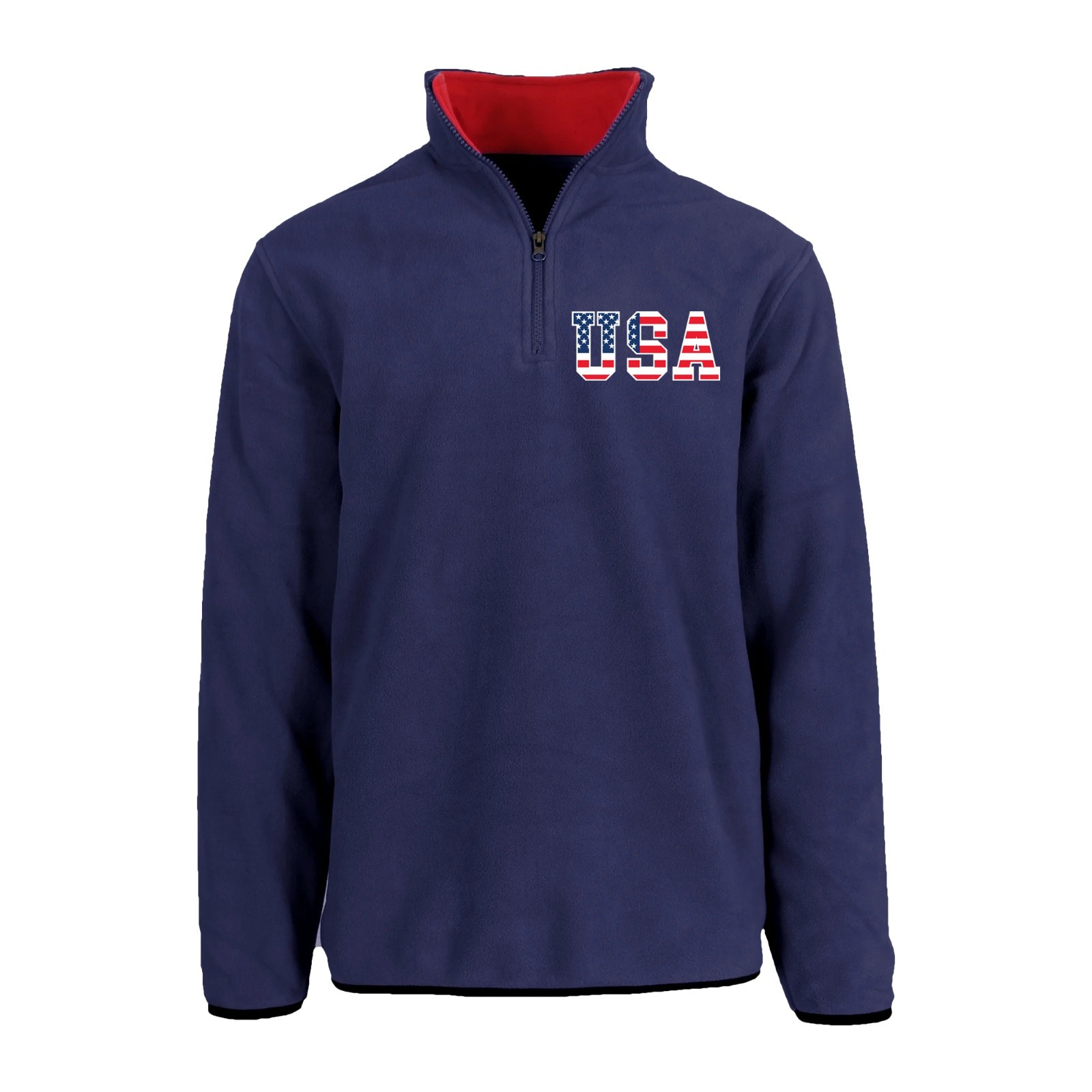 Men’s USA 1/4 Zip Thermal Fleece Pullover Long Sleeve Embroidered Sweatshirt