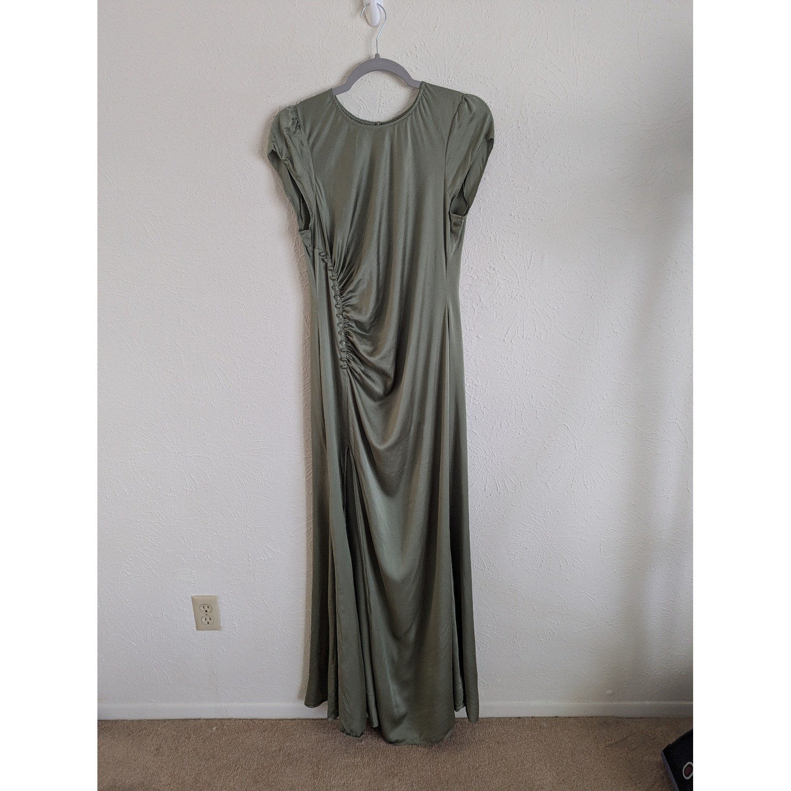 Reformation Birch Maxi Dress Artichoke Ruched Silk Size 10