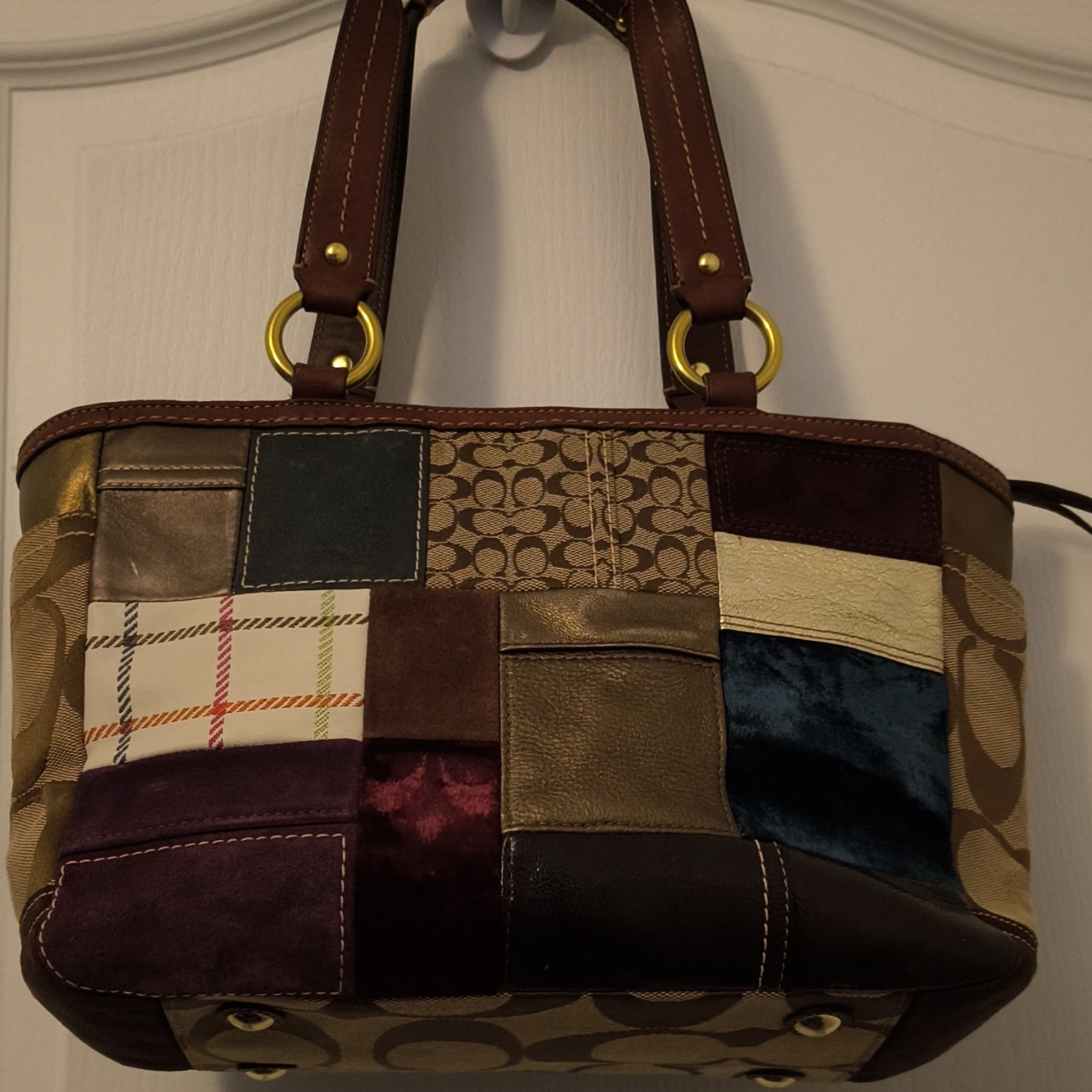 Vintage Y2K Coach Holiday Patchwork Gallery Tote Bag (Style #11358)
