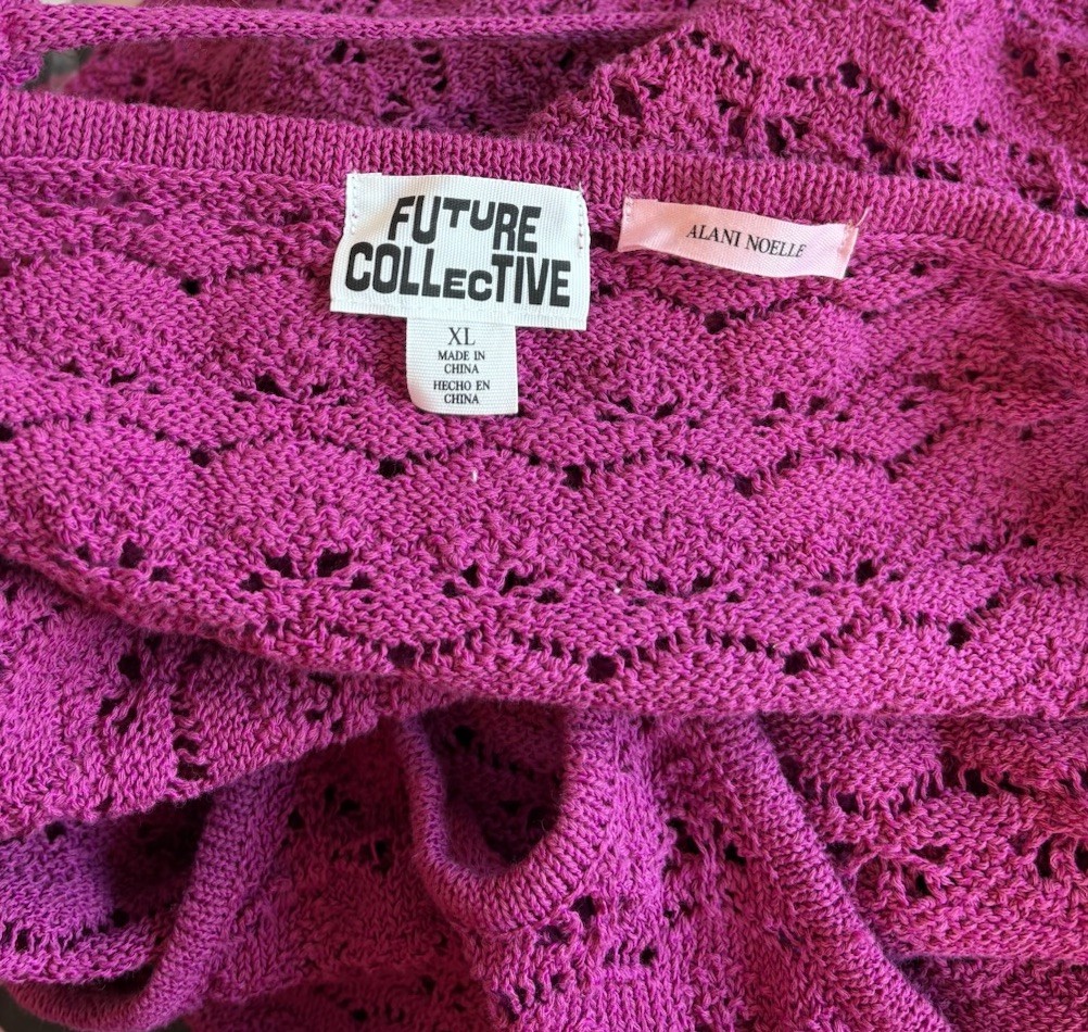 Future Collective Alani Noelle Magenta Crochet Halter Swim Cover-Up Maxi Dress