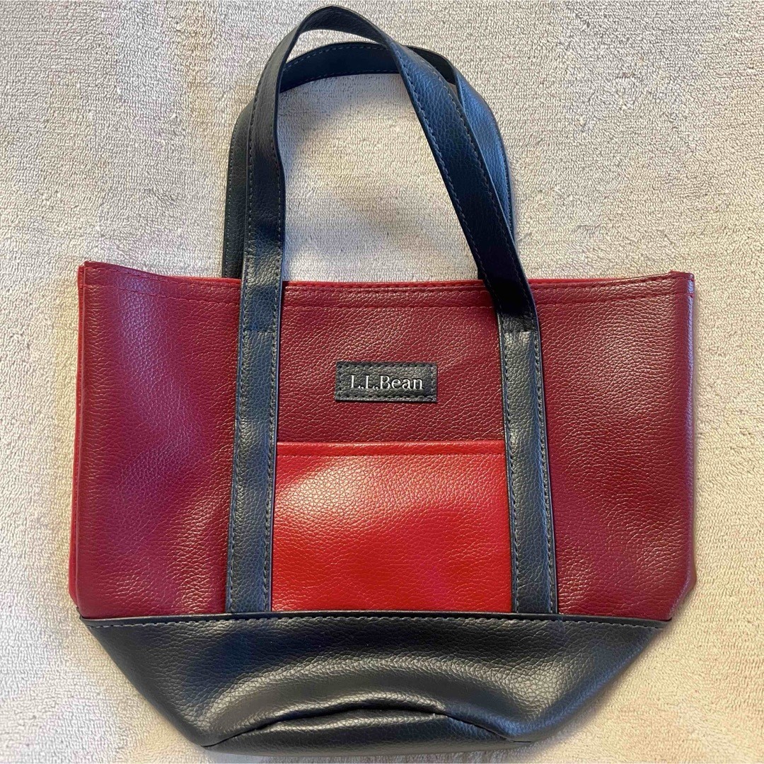 L.L.Bean Leather Tote Bag, Round Bottom, Bordeaux Wine Red, Used