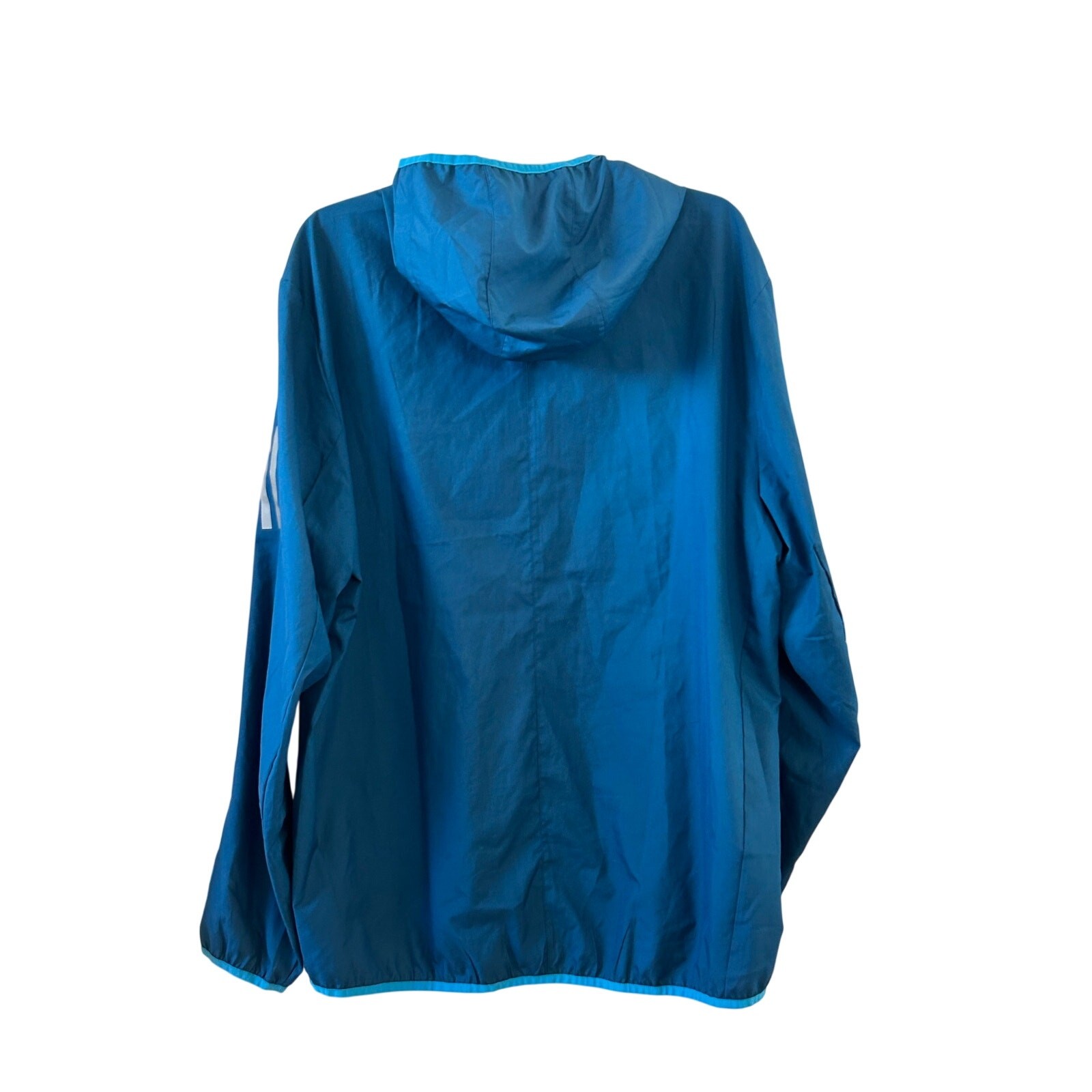 Adidas Own The Run Running Jacket Men’s Large Blue Hooded Reflective Full Zip