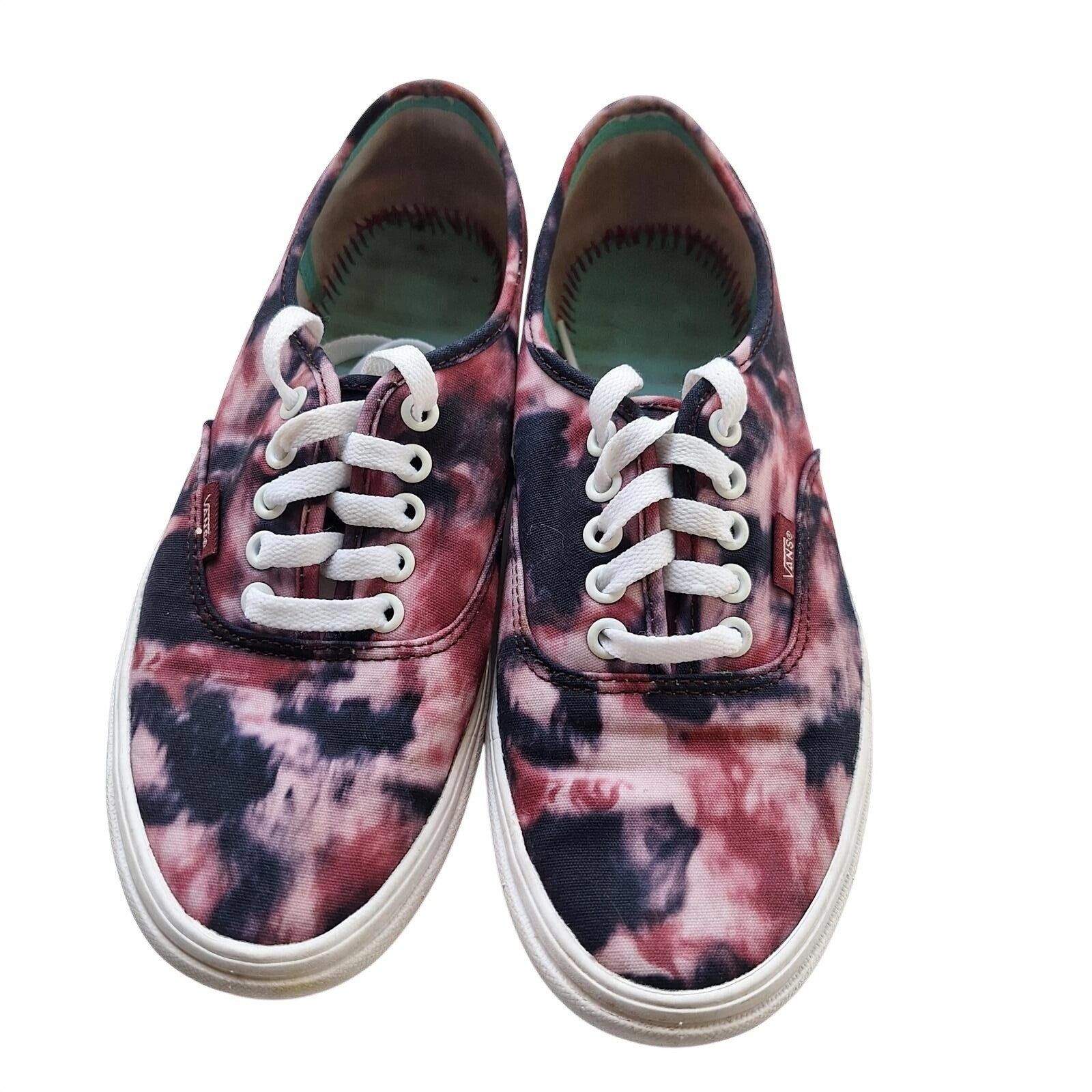 Vans Authentic Tie Dye Burgundy Black White Skate Shoes Men 6.5 Women 8 Low Top