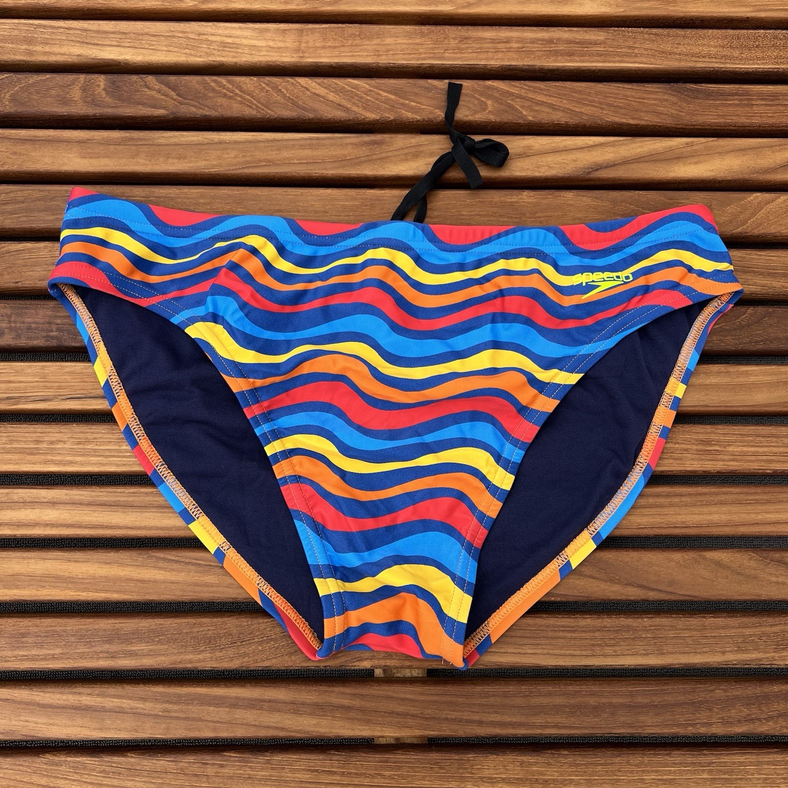 Speedo Men vibrant orange print swim Brief bikini Swimwear size 30 32 34 36 38