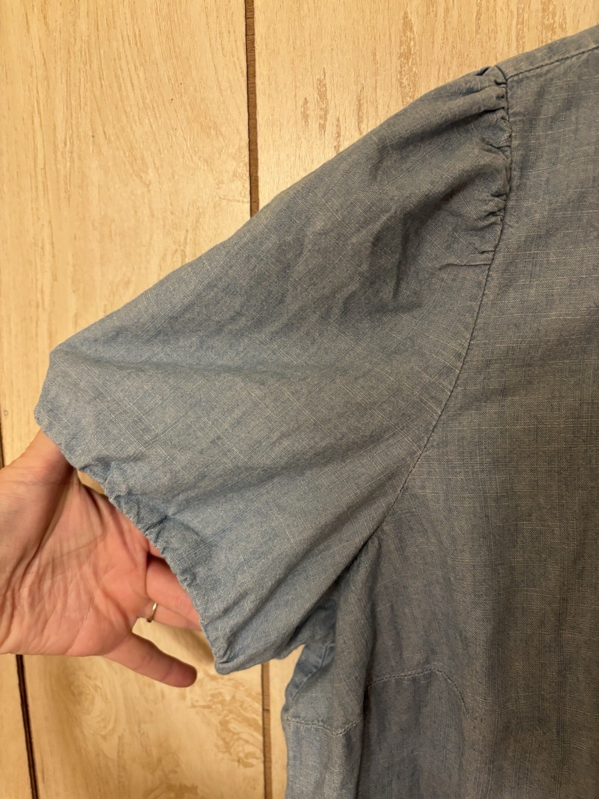 J. Crew Light Chambray Puff Sleeve Blouse