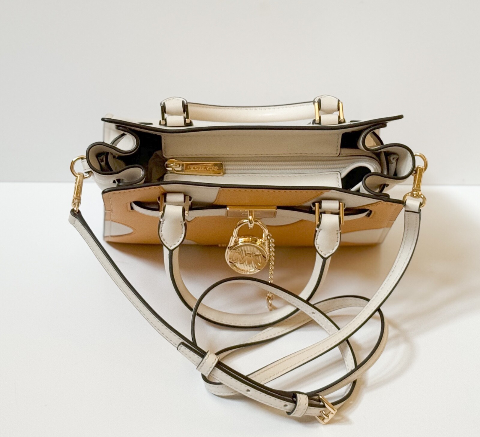 MICHAEL KORS HAMILTON SM SATCHEL SHOULDER BAG GRAPHIC LOGO GOLDEN ROD MULTI