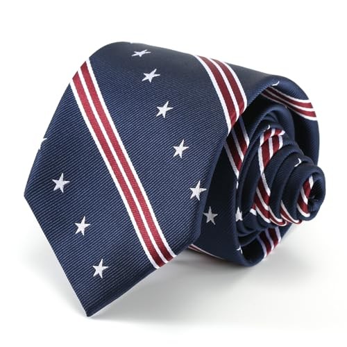 Men’s Patriotic Neckties American Flag Ties 3.27″ (8.3CM) USA Blue Star Striped