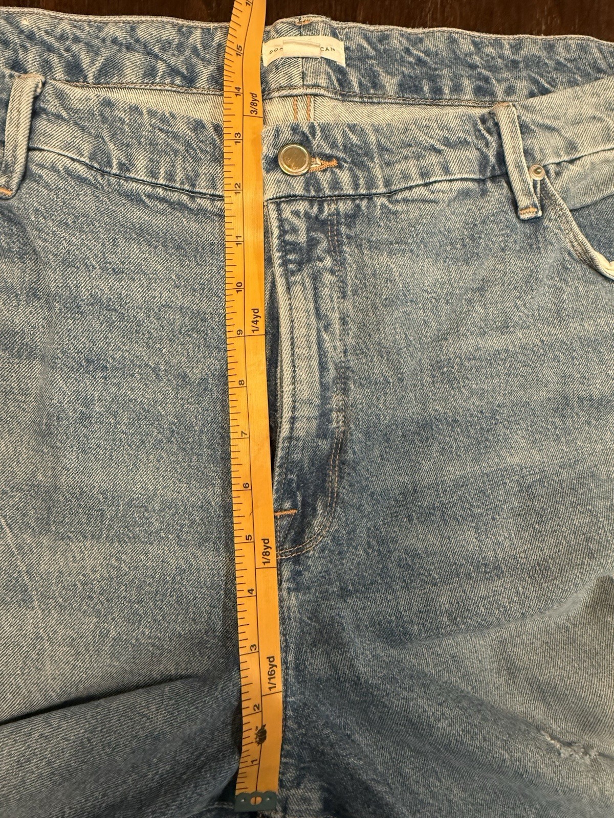 Good American Size 18 Good Classic High Rise Distressed Straight Leg Blue Jeans