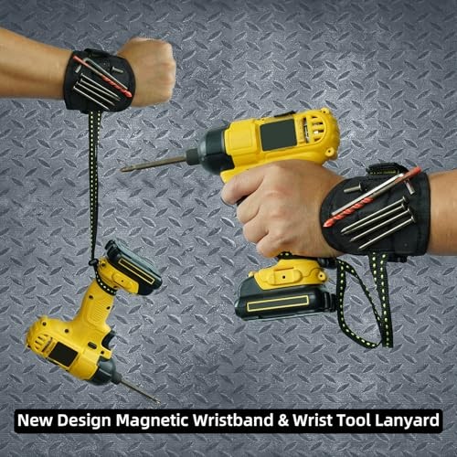 Tool Belt Suspenders for Men with Magnetic Wristband,Heavy Duty Work SW00A-BLK