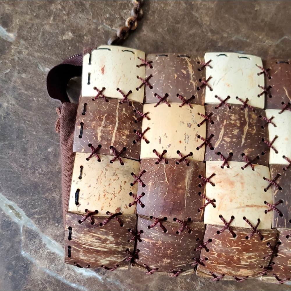 BROWN TAN AND CREAM COCONUT BAG..SIZE S