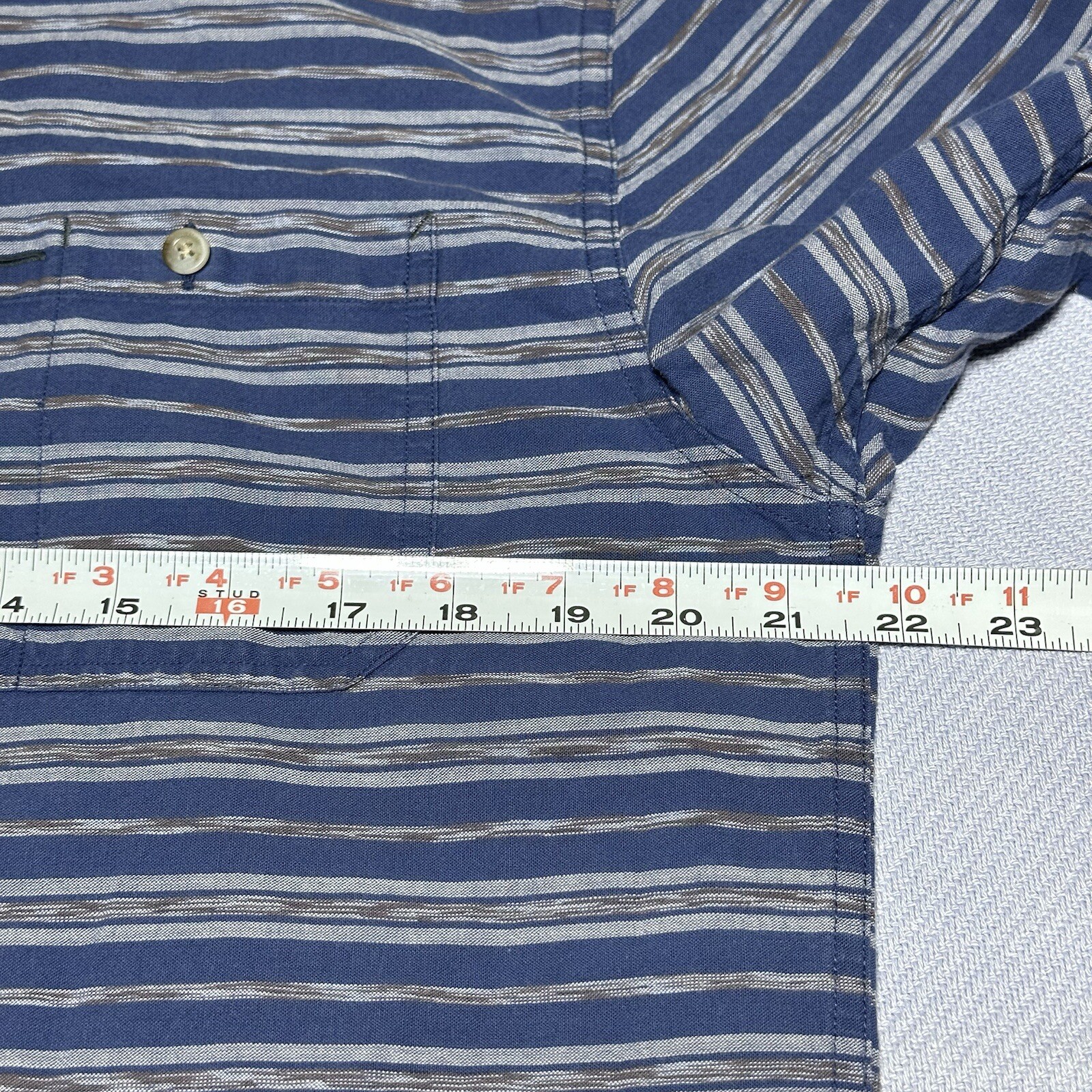 Pendleton Thomas Kay Blue Striped Button Up Pocket Cotton Shirt Men’s Medium