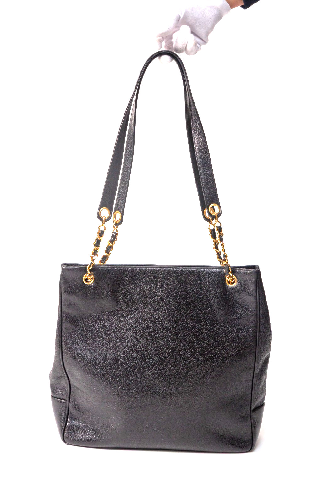 CHANEL Coco Mark Caviarskin Chain Shoulder Tote Bag USED 【Condition Rating SA】