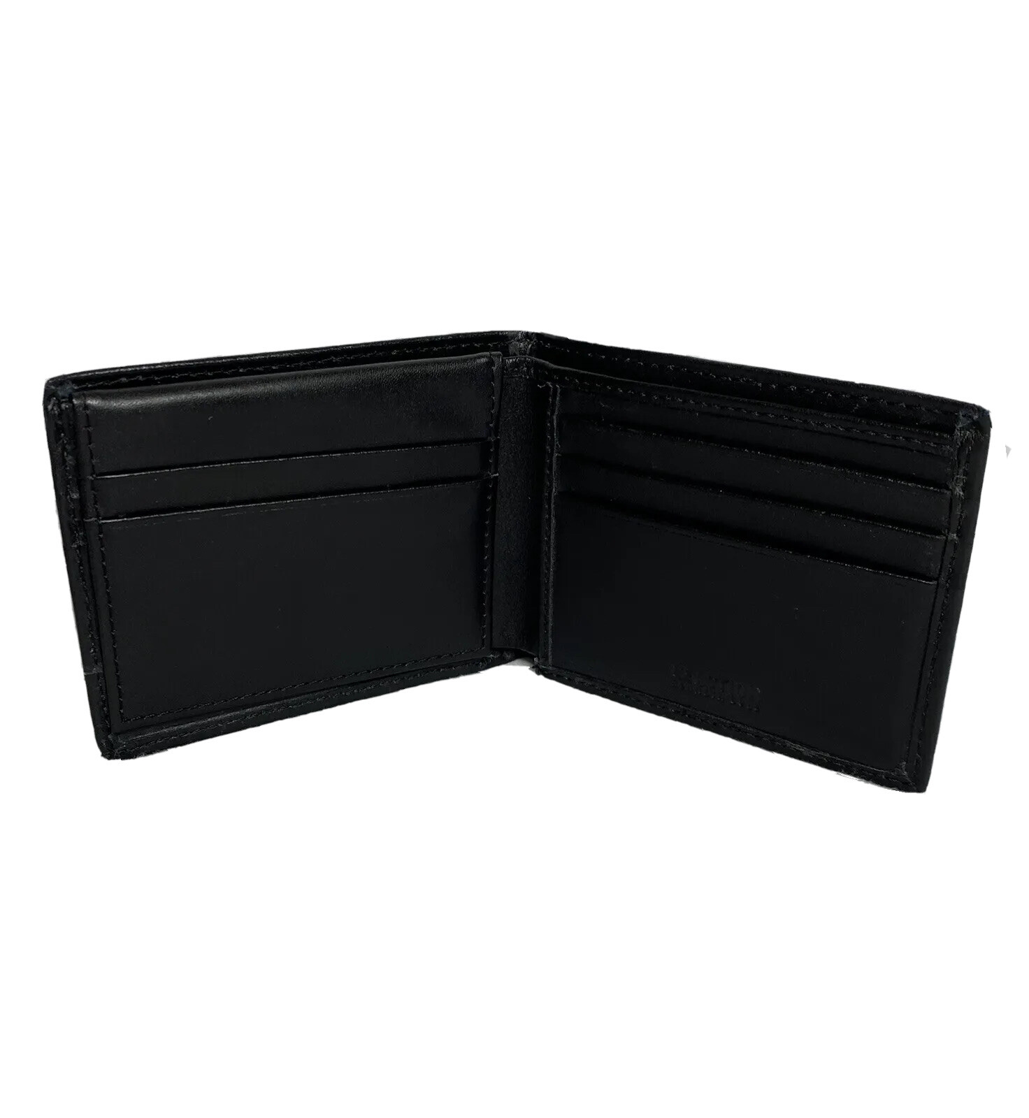 Kenneth Cole Reactions Black Leather Bi Fold Wallet ID Holder 8 Card Slots Men’s