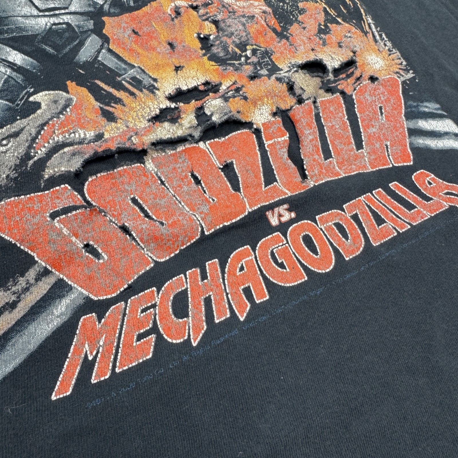 Vintage Godzilla vs Mechagodzilla Kaiju Shirt Large Distressed 2000s Japan