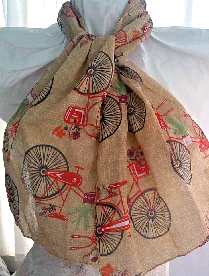 Juncture Bicycle Scarf Multicolored 100% Polyester 60 x 11 Inches New