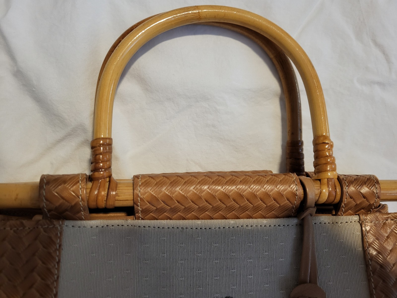 Brahmin Ceclia Embroidered / Woven Satchel Purse Copa Cabana Collection 1990s