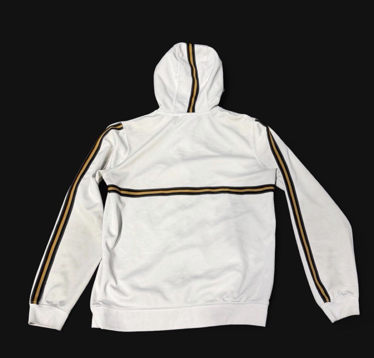 Vintage Nike Air Full Zip Hoodie Track Jacket White Gold Black Stripe Mens M Y2K