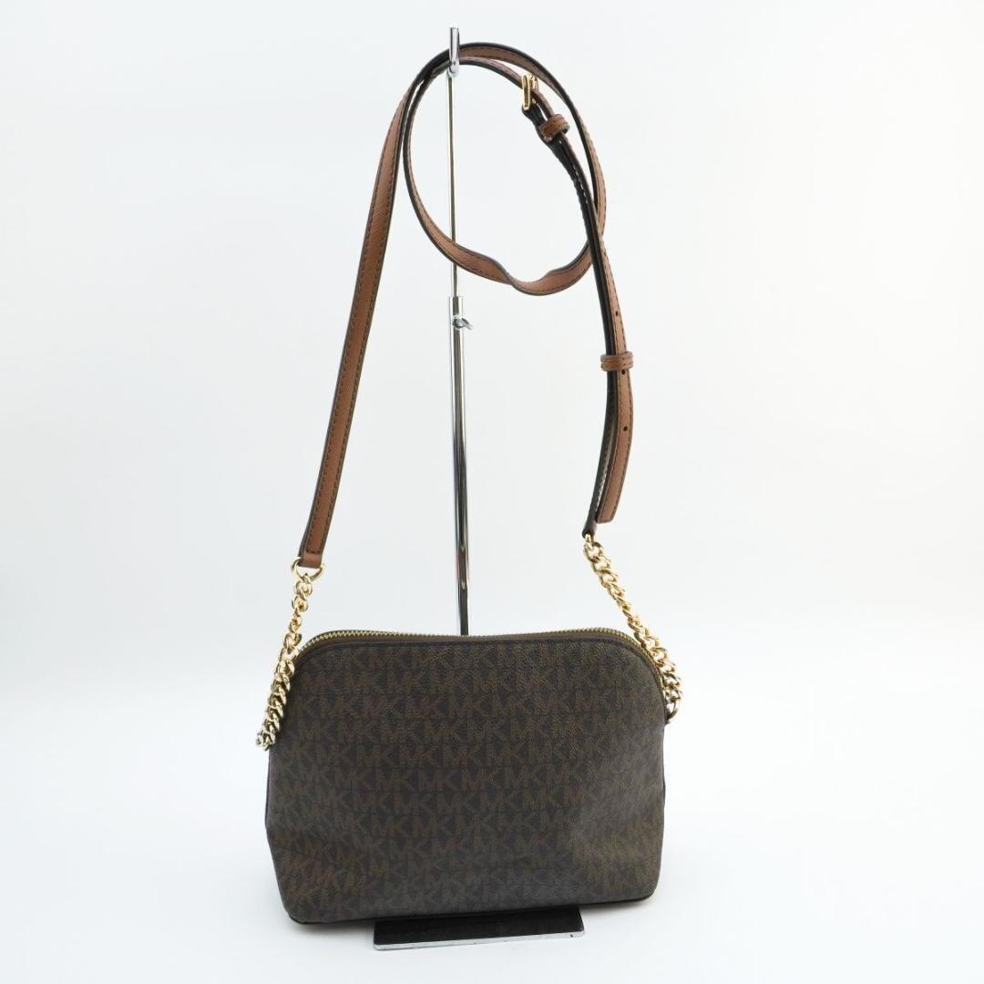 Michael Kors Dome Crossbody Medium Brown Logo Shoulder Bag Auth