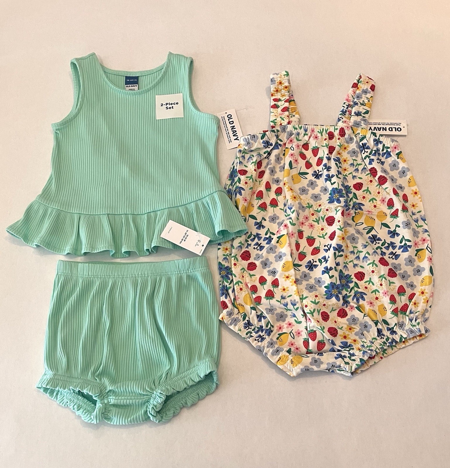 New Old Navy Baby Girl 18-24 Months Romper Shorts Shirt Set Cute Summer Outfits