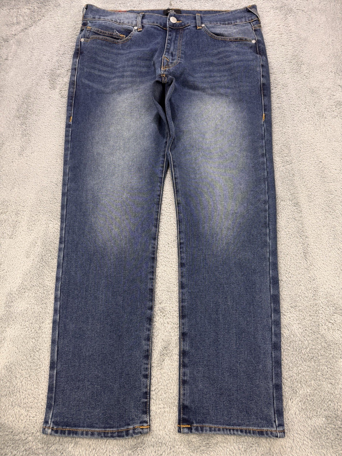 True Religion Geno Jeans Men 36×32 Blue Relaxed Slim Distress Whiskered Denim