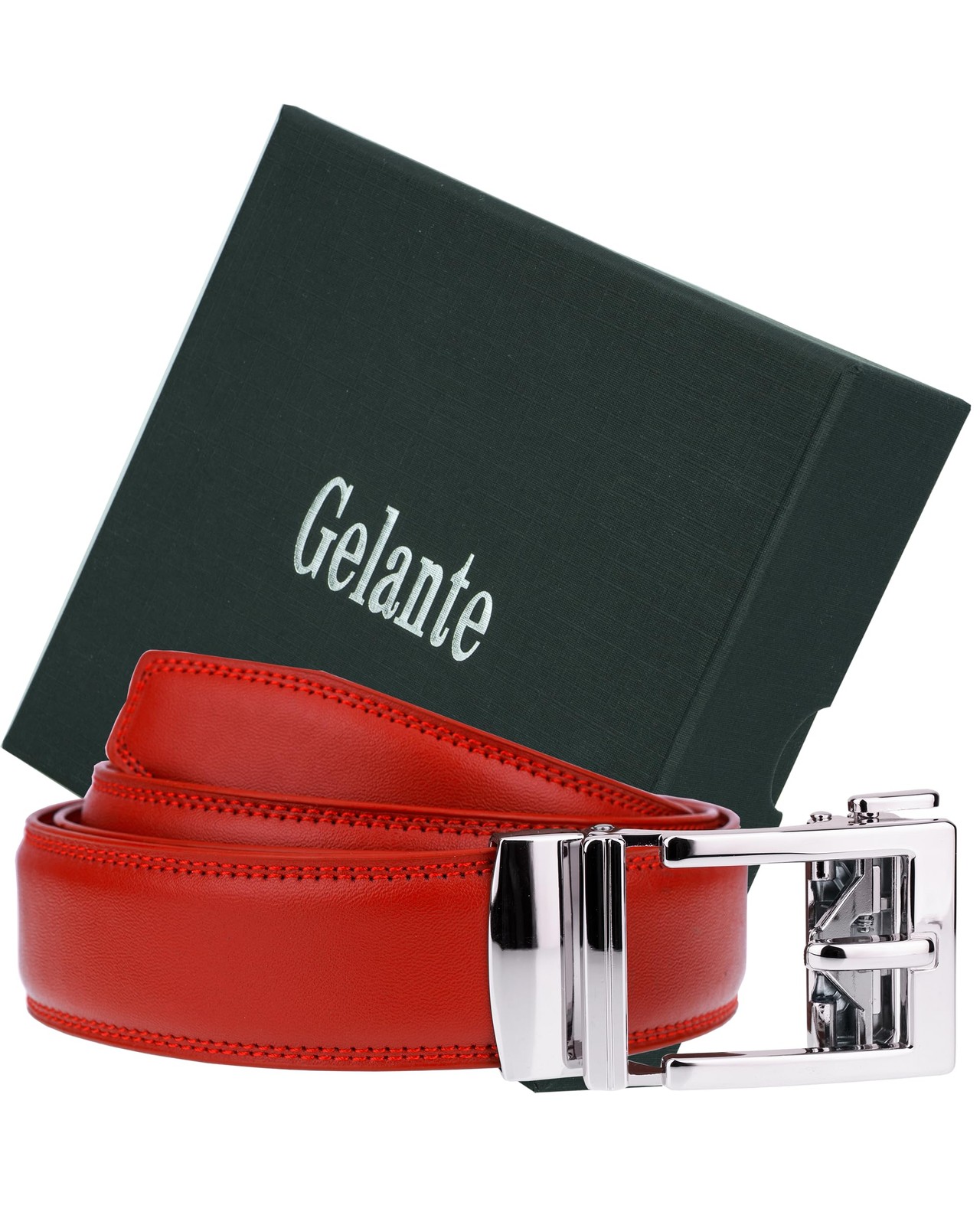 Gelante Ratchet Belt for men, Mens Belts One Size (Fits Waist 28-42), Red