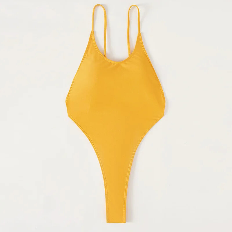 Womens Sexy Thong One Piece Swimsuit High Cut Out Monokini String Bathing Suits