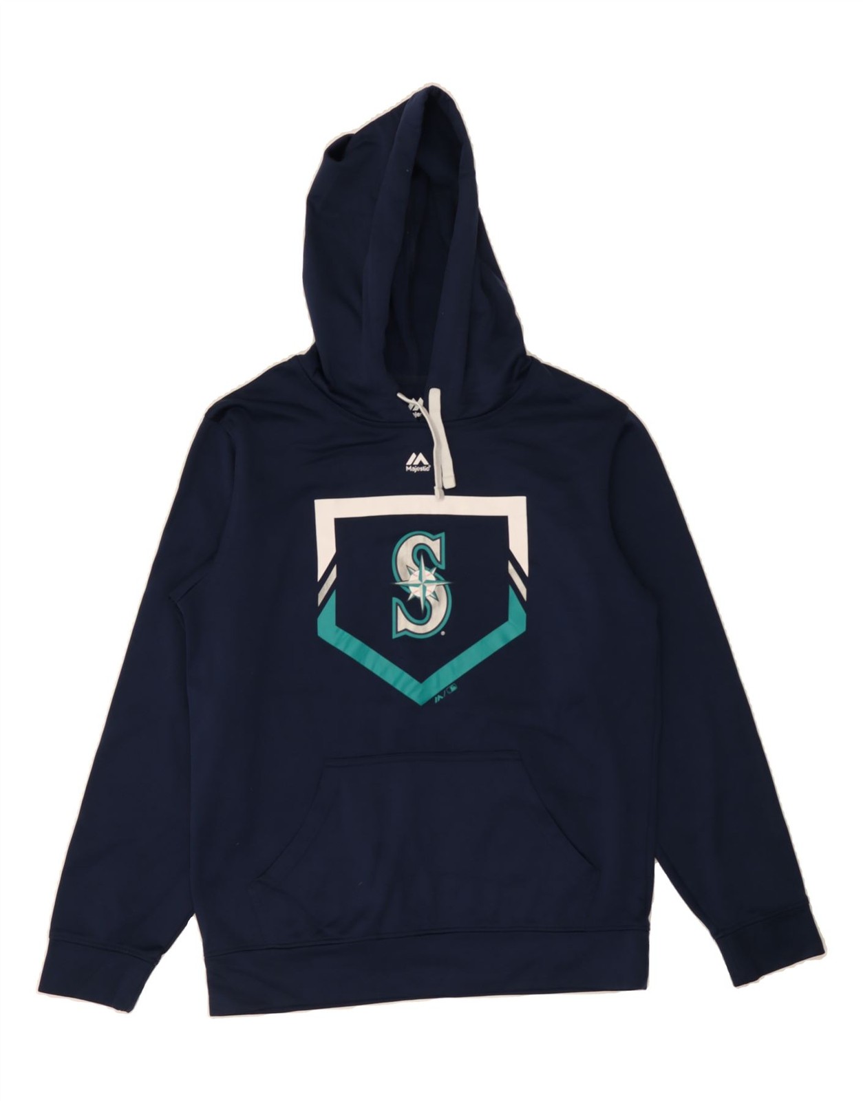 MAJESTIC Mens Graphic Hoodie Jumper Medium Navy Blue BO01