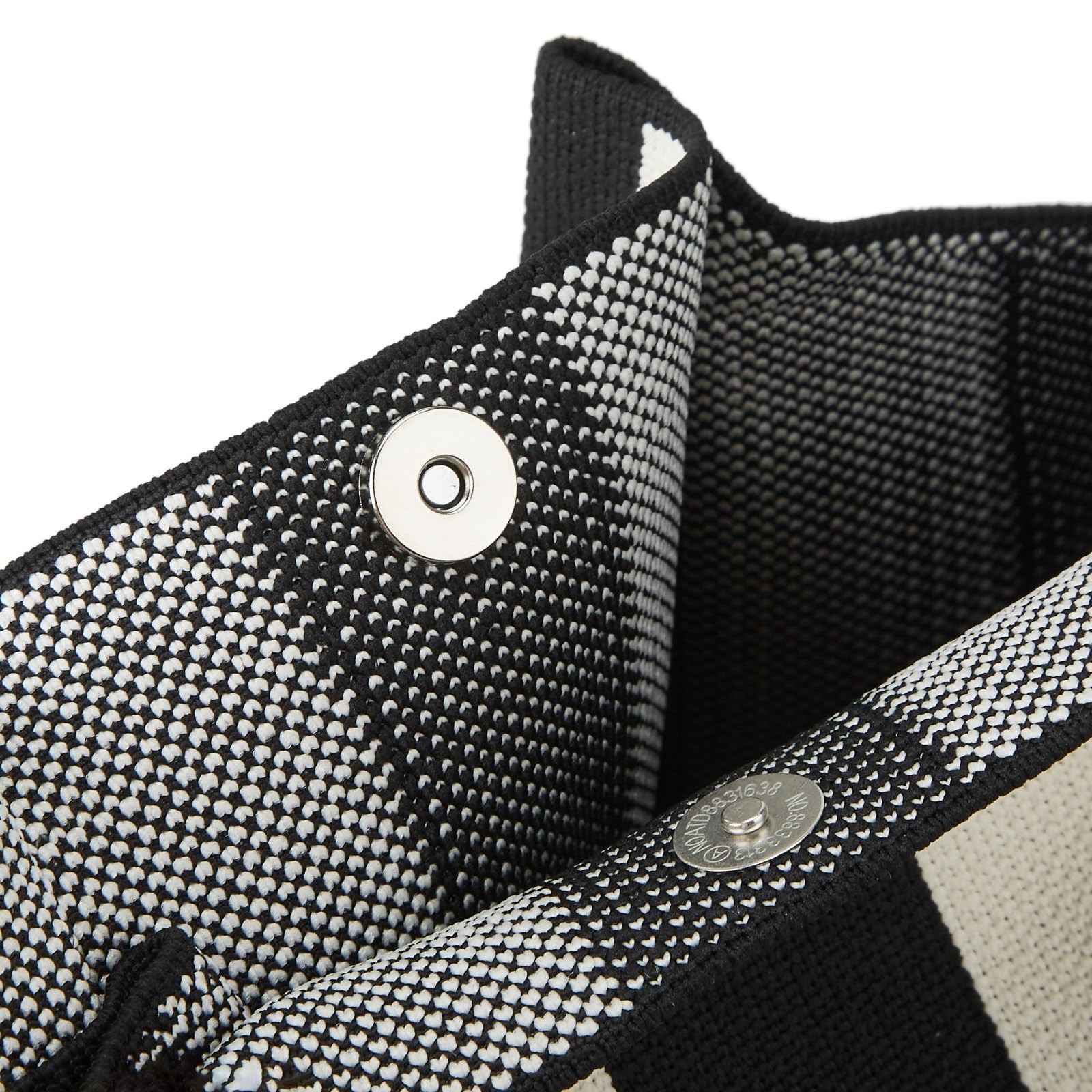 Mini Knit Tote Women Striped Crochet 15x16x22cm (6.3×5.9×8.6in), Black&white