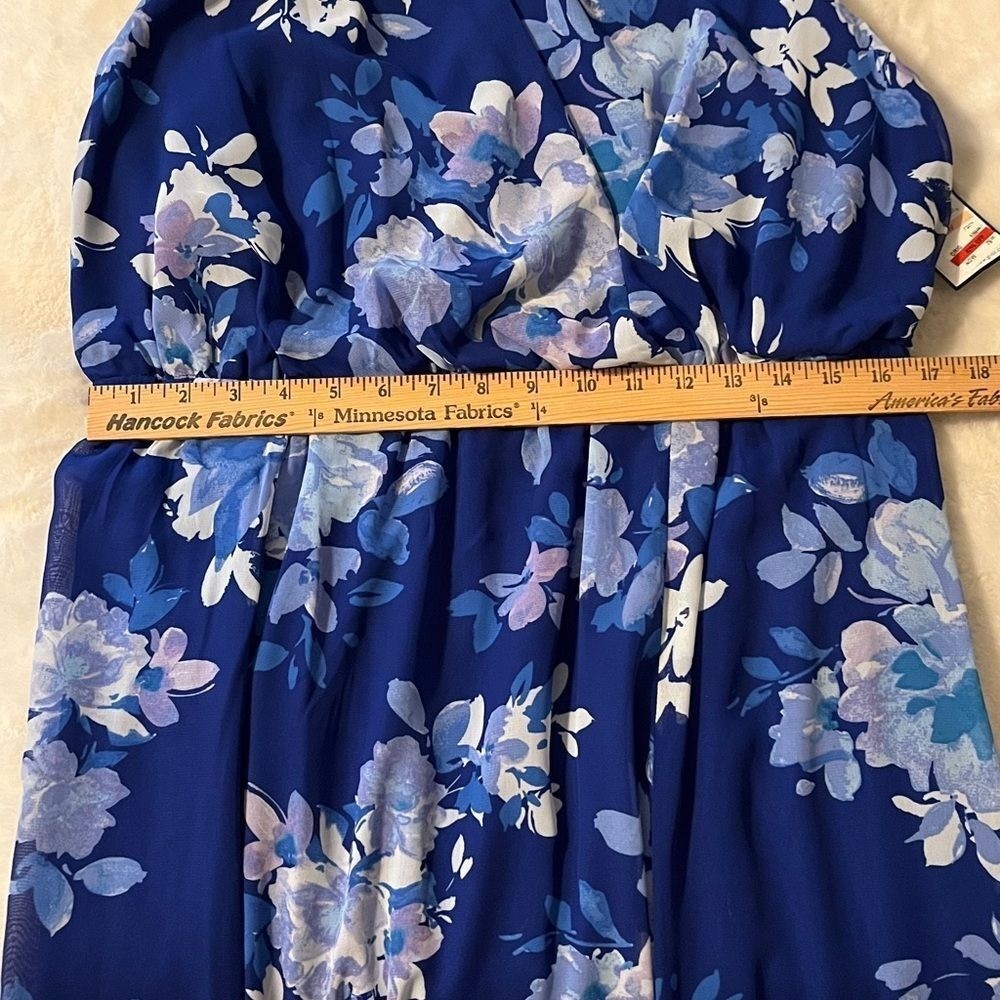 New! Jessica Howard Blue V-Neck Sleeveless Maxi Dress Size 14W NWT