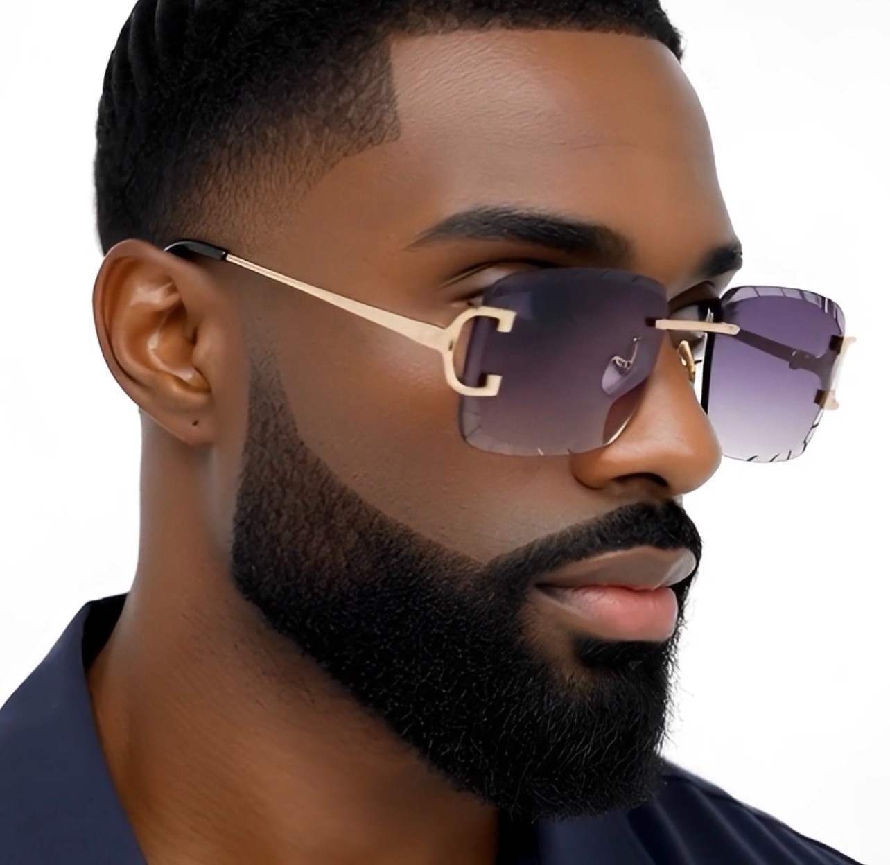Sunglasses Framless Men Square Classic Retro Style Outdoor Hip Hop Migos Clear