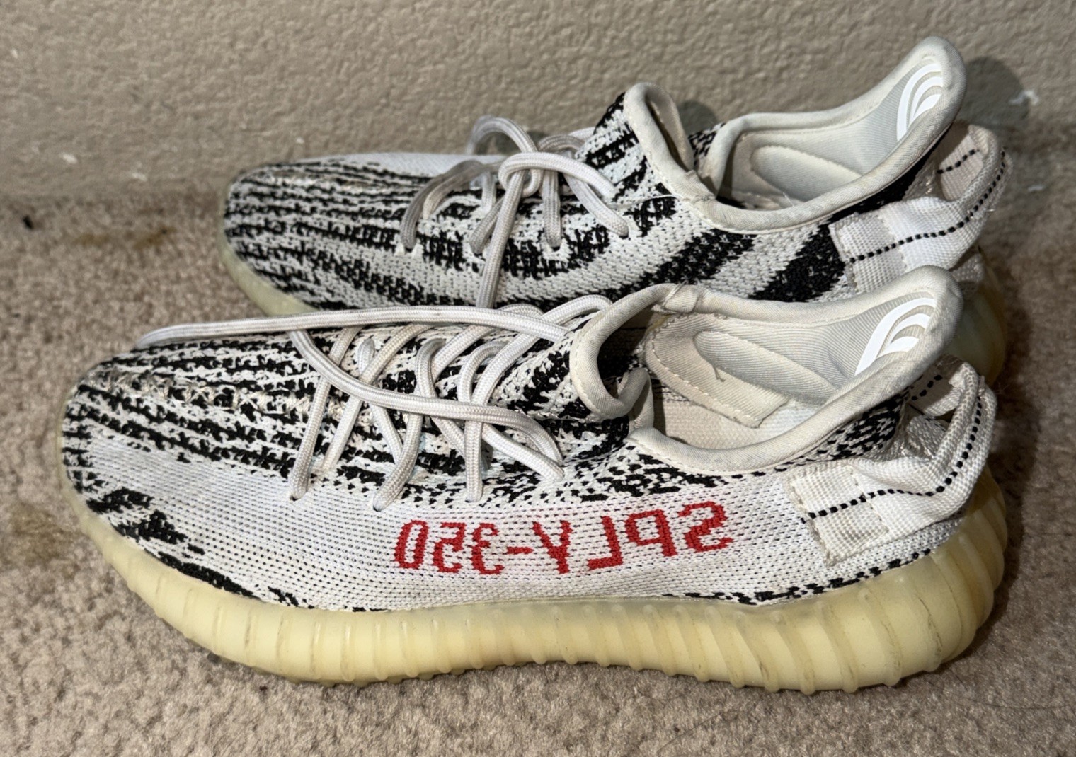 Adidas Yeezy Boost 350 V2 Zebra White Black Sneaker Shoes Low Top Sz 7 No Box