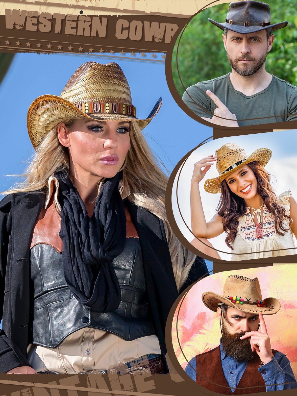 Zeyune 10 Pcs Cowboy Hat Bands 10 Count (Pack of 1), as shown in the picture