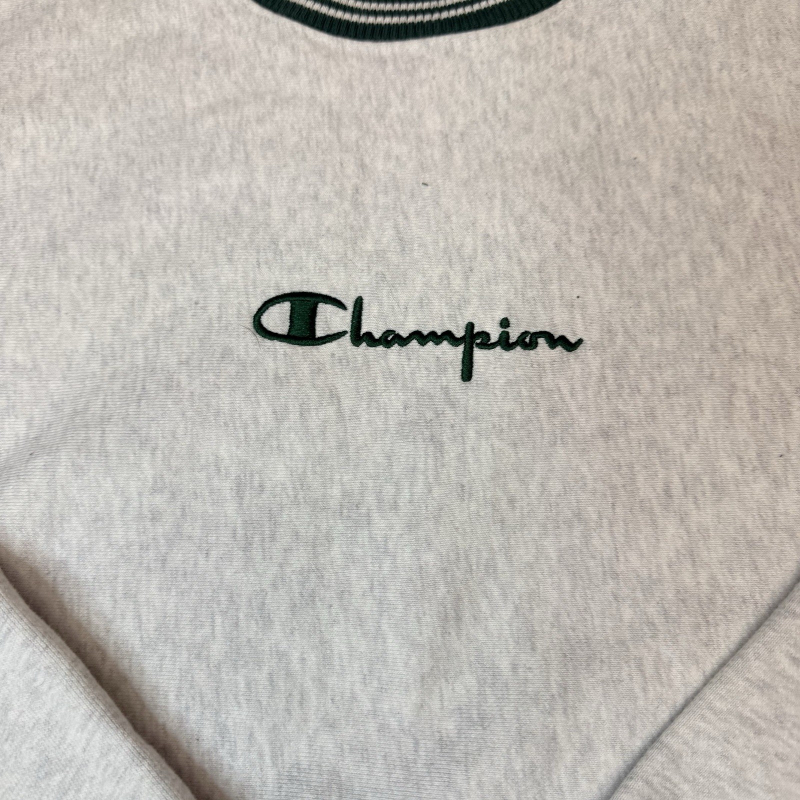 Vintage 90s Champion Reverse Weave Ringer Sweatshirt Mens L Sz L Gray Spellout